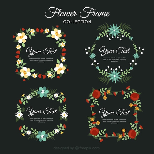 Free vector pack of beautiful vintage flower frames