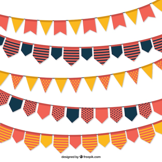 Free vector pack of beautiful vintage garlands in flat design