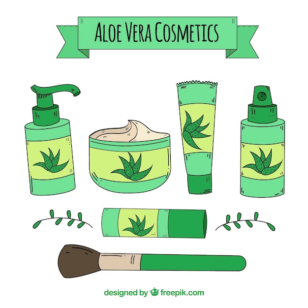 Vettore gratuito confezione di prodotti di bellezza con aloe vera