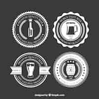 Free vector pack of beer stickers in vintage style