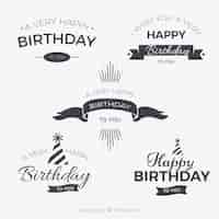 Free vector pack of birthday badges in retro style