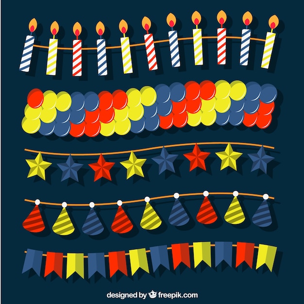 Free vector pack of birthday decorative elements