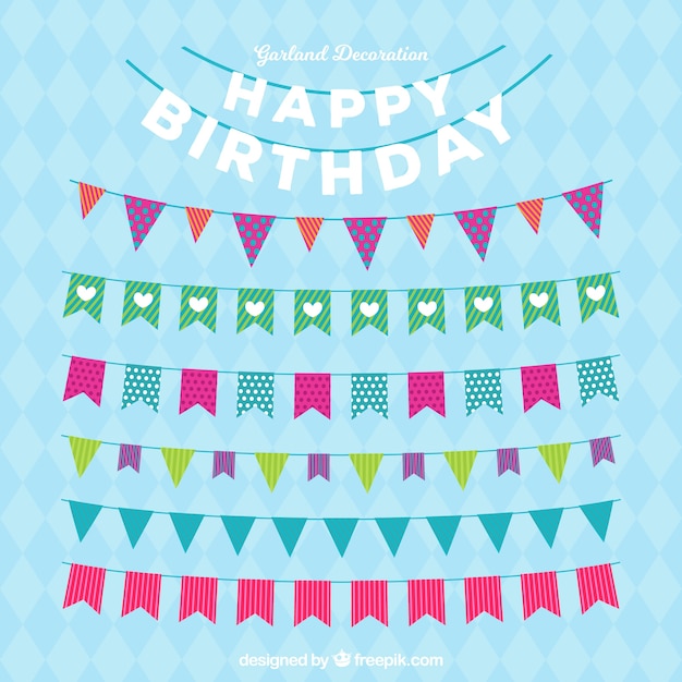 Vector Happy Birthday Flags Printable Template Stock Vector (Royalty Free)  1491748850