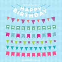 Free vector pack of birthday garlands in flat design