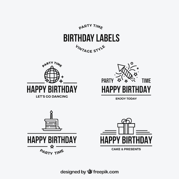 Pack of birthday stickers in linear design