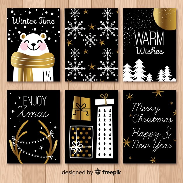 Pack of black christmas cards