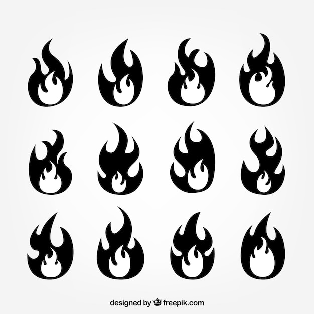 Pack of black and white flames