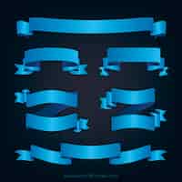 Free vector pack of blue decorative ribbons
