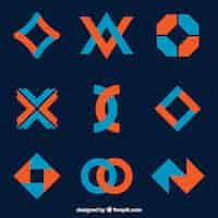 Free vector pack of blue and orange logotypes in geometric style