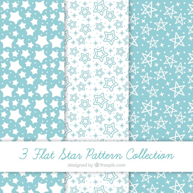 Free vector pack of blue and white patterns with stars