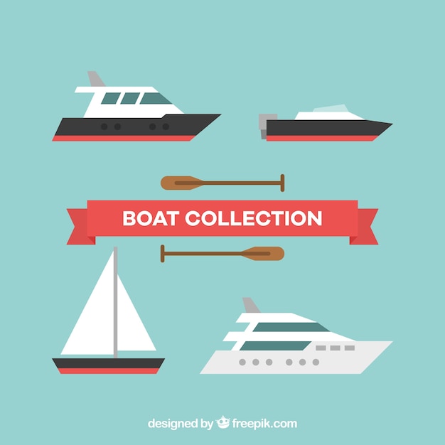 Pack of boats with variety of designs