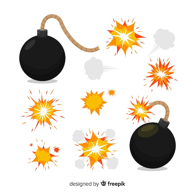 Free vector pack of bombs and explosion effects