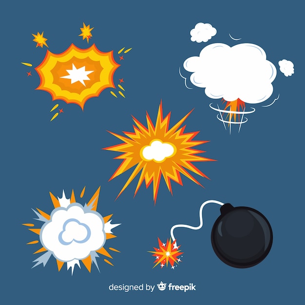 Free vector pack of bombs and explosion effects