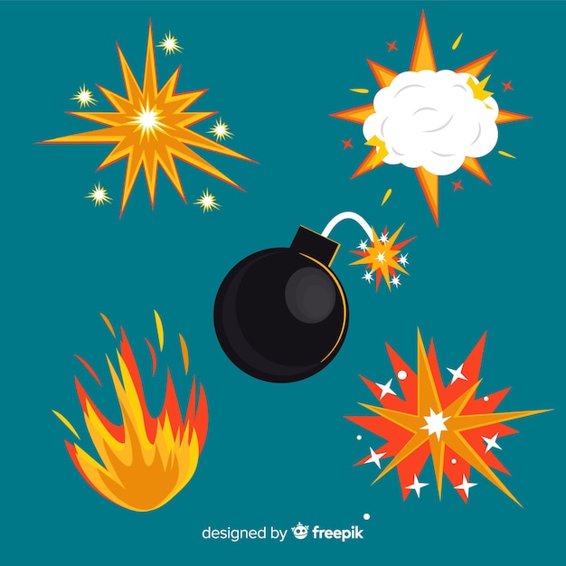 Free vector pack of bombs and explosion effects