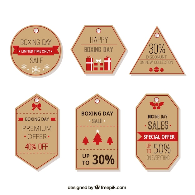 Pack of boxing day labels with red frames