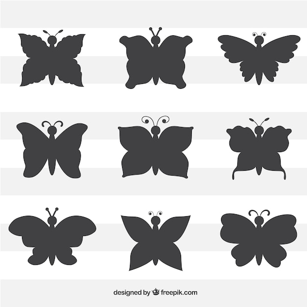 Free Vector pack of butterflies silhouettes