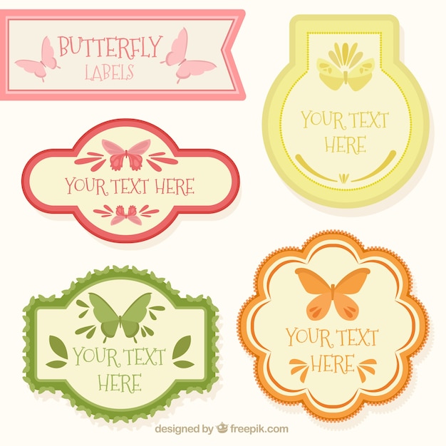 Pack of butterflies vintage labels