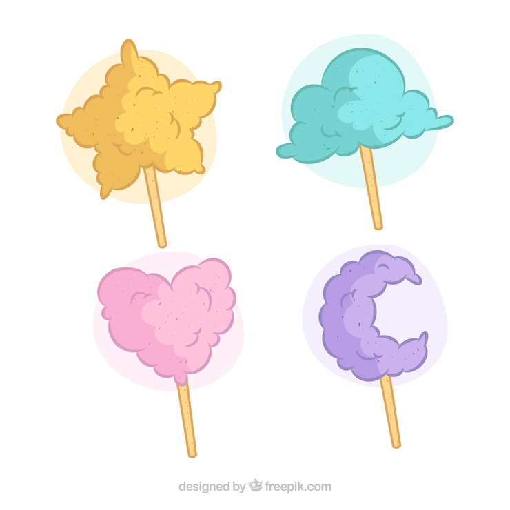 Free Vector pack candy cotton with hand drawn shapes