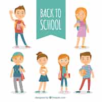 Free vector pack of cartoon students