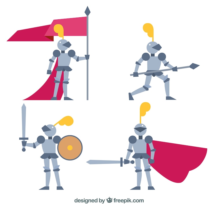 Free Vector pack of characters with armor in flat design