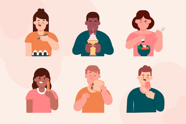 Free vector pack of characters with food