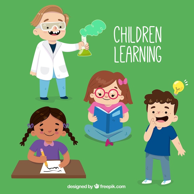 Free vector pack of children learning