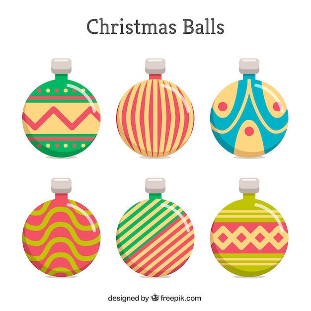 Pack of christmas balls in flat design