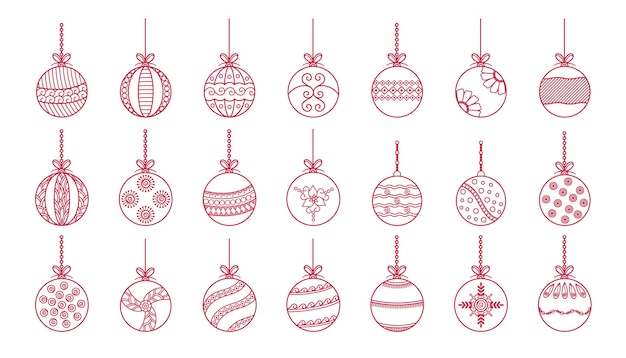 Free vector pack of christmas bauble icons design in line style