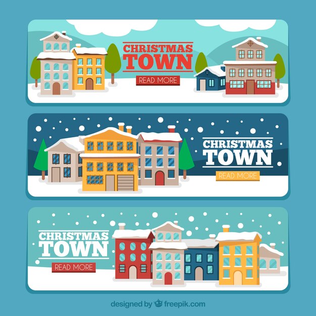 Free vector pack of christmas city banners