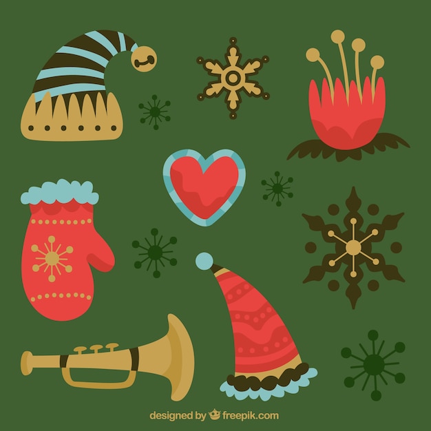 Pack of christmas decorative elements