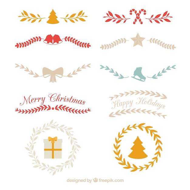 Pack of christmas decorative elements