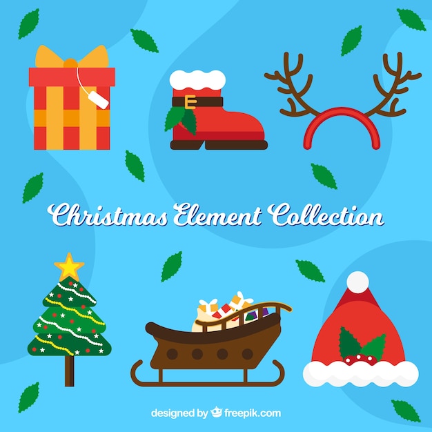 Free vector pack of christmas elements in flat design