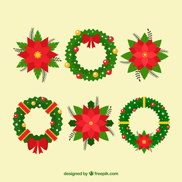 Free vector pack of christmas floral ornaments