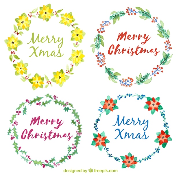 Pack of christmas floral wreaths