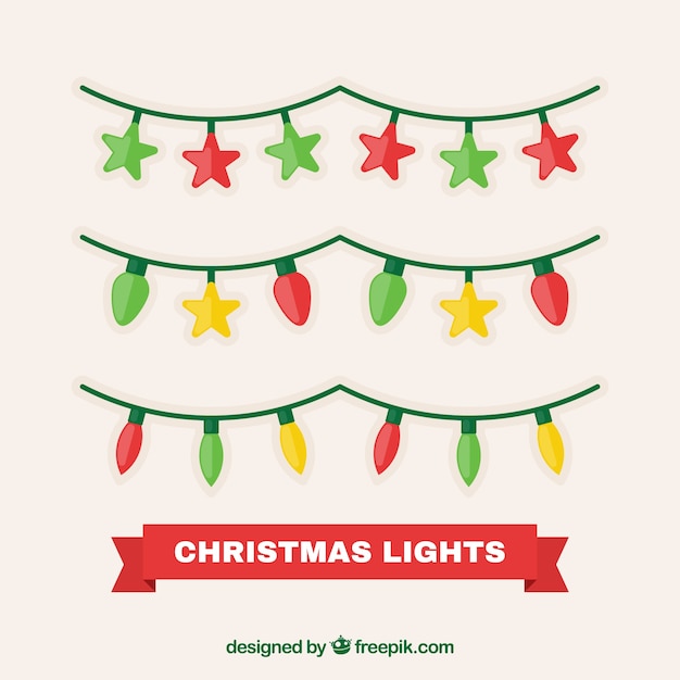 Pack of christmas lights in flat design