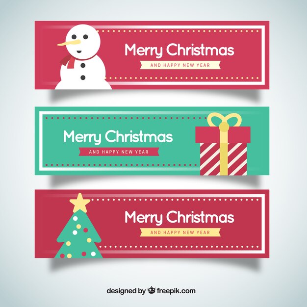 クリスマスと新年のバナーのパック