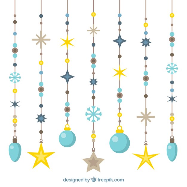 Pack of christmas ornaments in flat design