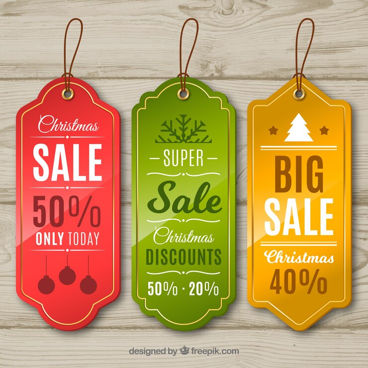 Free Vector pack of christmas sale stickers