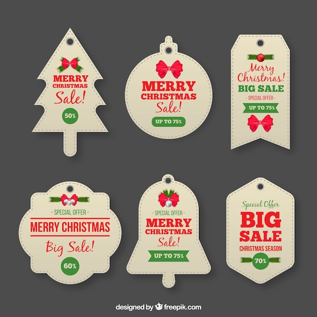 Free vector pack of christmas sale stickers