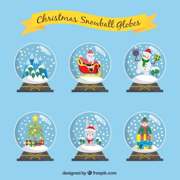 Pack of christmas snowglobes