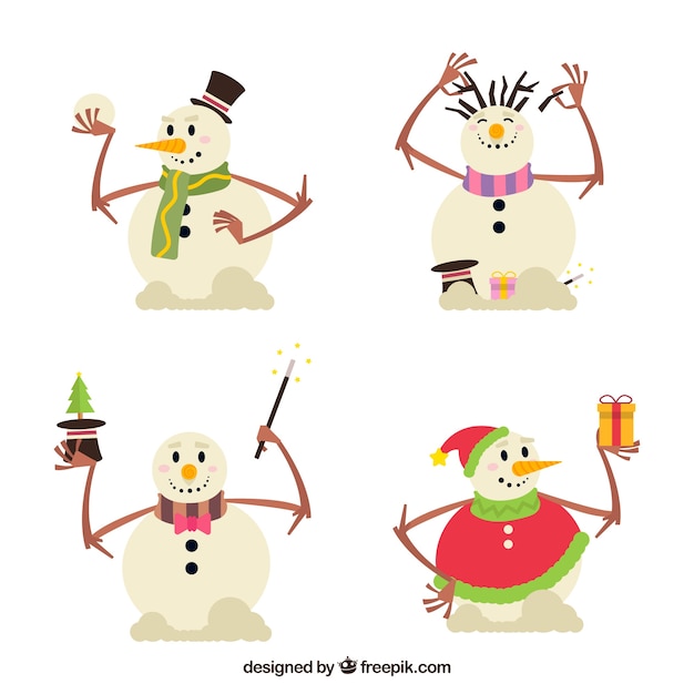 Free vector pack of christmas snowmen