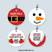 Free vector pack of christmas tags with discounts