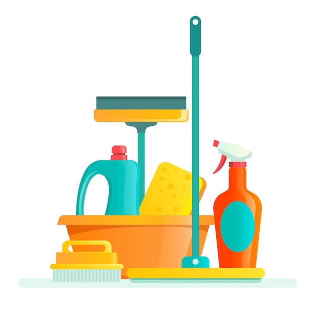 Free vector pack of cleaning equipment