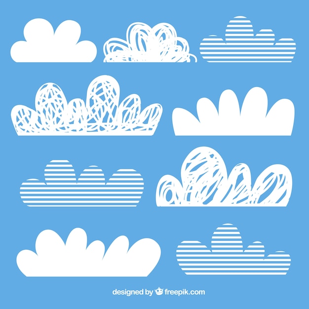 Free vector pack of clouds of stripes and scribbles