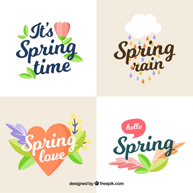 Free vector pack of coloed spring elements with messages