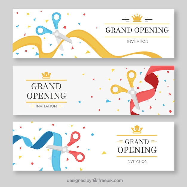 Free vector pack of color opening ribbon banners