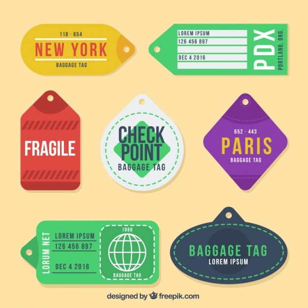 Pack of colored cities tags