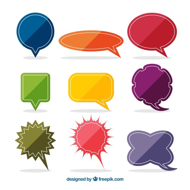 Pack of colored dialog balloons in flat design