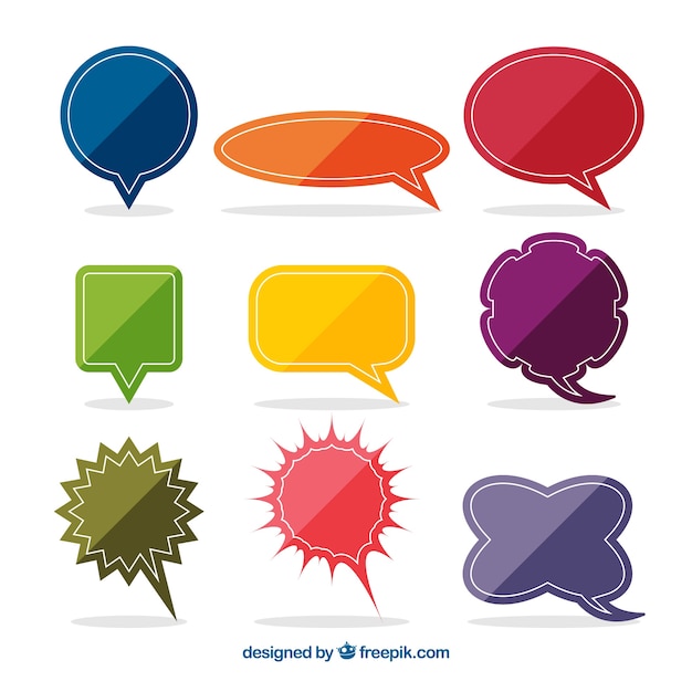 Pack of colored dialog balloons in flat design