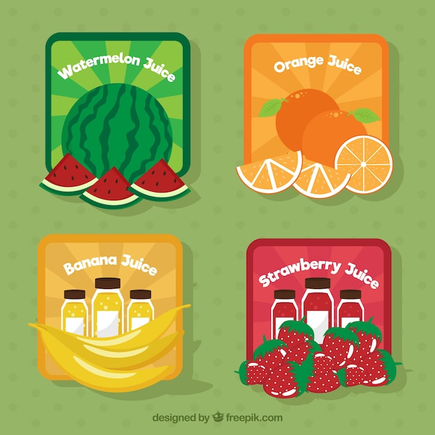 Free vector pack of colored fruit stickers